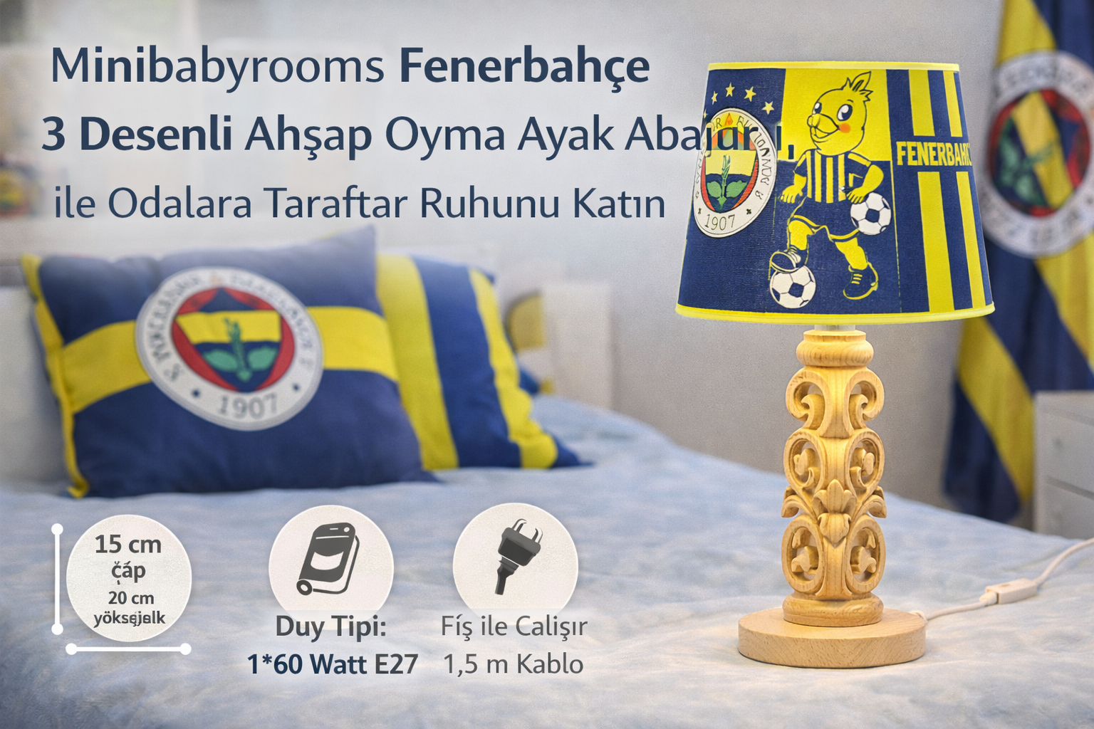 Fenerbahçe Taraftarları İçin Ahşap Oyma Ayak Abajur